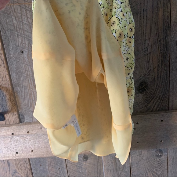Women’s 0 ANN TAYLOR LOFT Yellow Floral Sleeveless V-Neck Lined Spring Dress EXC - Picture 6 of 13